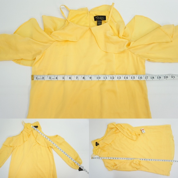 Thalia Sodi Cold Shoulder Halter Dress Yellow - Picture 2 of 5